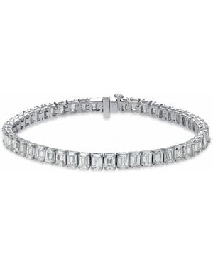 Brilliant Diamond 11.50 Carat Emerald Cut Lab Grown Diamond Tennis Bracelet - Metallic