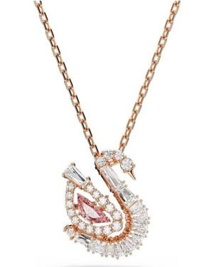Swarovski Mixed Cut Swan Pendant Necklace - Metallic