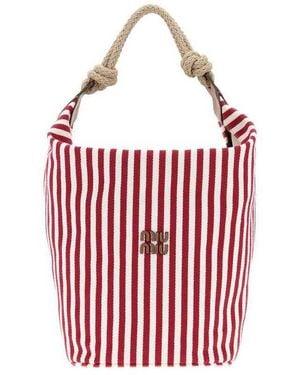 Miu Miu Embroidered Canvas Bucket Bag Rubinocognac Borse A Secchiello