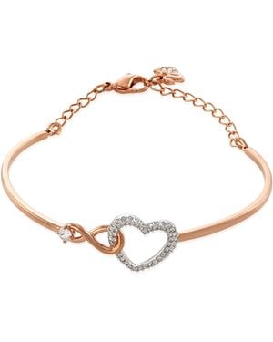 Swarovski Mixed Metal Finish Infinity Heart Adjustable Bangle - Metallic