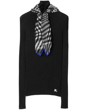 Burberry Scarf Rib Knit Sweater - Black