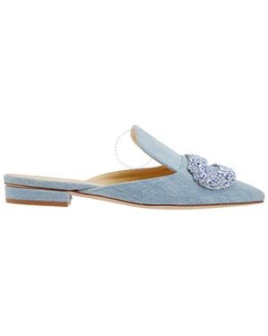 Giannico Daphne Crystal-embellished Woven Flat S - Blue