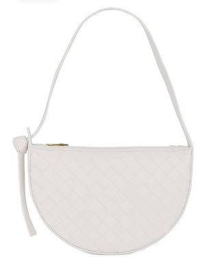 Bottega Veneta Intrecciato Mini Sunrise Shoulder Bag - White