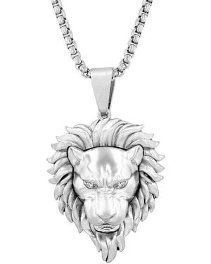 Robert Alton Diamond Accent Stainless Steel Lion Pendant - Metallic