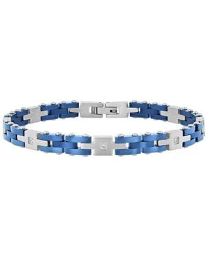 Robert Alton Stainless Steel 1/10Ctw Diamond Stainless Steel With Finish Bracelet - Blue