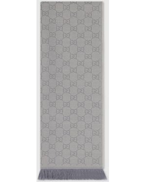 Gucci Gg Wool Scarf - Grey