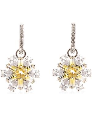 Swarovski Idyllia E Pierced Earrings Mini Hoop Drop Rhodium Shiny - Metallic