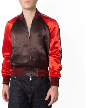 Burberry B Snake Satin Bomber Jacket - Red