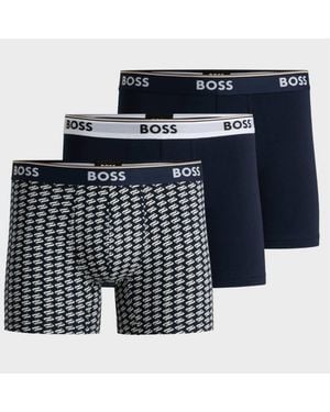 BOSS 3-Pack Of Stretch-Cotton Boxer Briefs - Blue