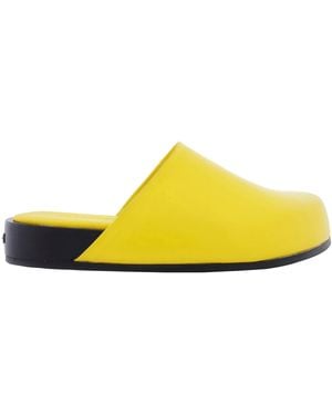 Ferragamo Dassa Leather Round-Toe Mules - Yellow