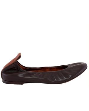 Lanvin The Leather Ballerina Flats, Brand Size 37 Us - Brown