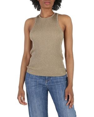Stella McCartney Ladies Sparkle Ribbed-Knit Racer Tank Top - Blue