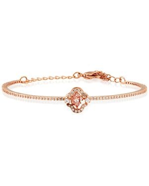 Swarovski Rose- Tone Plated Sparkling Dance Clover Bangle - Pink