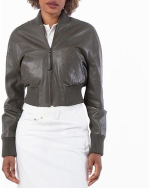 Loewe Cropped Leather Bomber Jacket, Brand Size 36 Us - Green