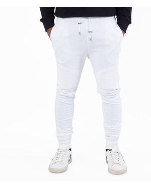 Balmain Logo Print Cotton Sweatpants - Blue