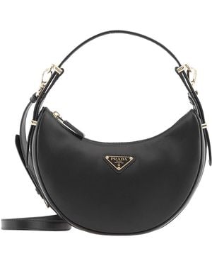 Prada Arque Re-Nylon And Brushed Leather Hybrid Shoulder Bag - Black