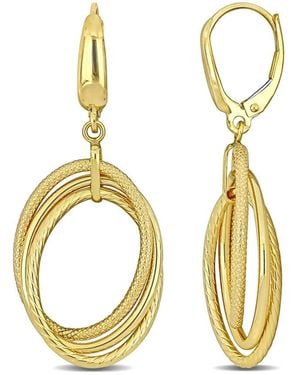 Amour Open Triple Oval Hanging Earrings On Leverback - Metallic