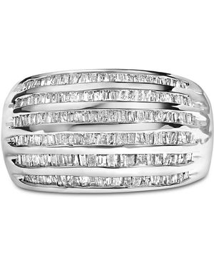 Haus of Brilliance 1.0 Cttw Channel Set Baguette Diamond 6-Row Domed Cocktail Ring - Metallic