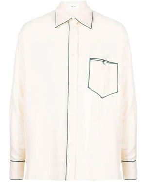Bally Contrast Piping Relaxed Silk Shirt, Brand Size 42 Us - White