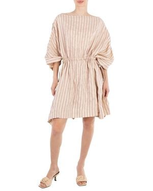 BENJAMIN BENMOYAL Ladies Striped Linen Boatneck Tunic Dress, Brand Size 2 - Natural