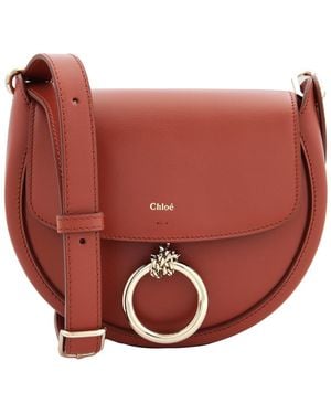 Chloé Arlene Small Ring Half-Moon Crossbody Bag - Red