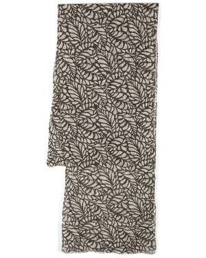 Brunello Cucinelli Leaf Pattern Scarf, One Size - Gray
