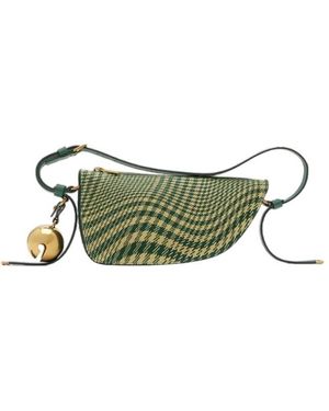 Burberry Mini Shield Houndstooth Sling Bag - Green