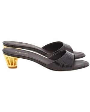Ferragamo Arya 40 Cage Heel Mules - Black