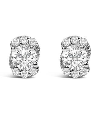 Haus of Brilliance Sterling 5/8 Cttw Lab Grown Diamond Oval Cluster Stud Earrings - Metallic