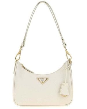 Prada Ivory Leather Mini Re-Edition Shoulder Bag Talco 1 + Oro Borse A Mano - Natural