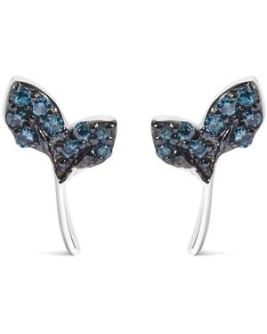 Haus of Brilliance Sterling Treated Diamond Accent Leaf Stud Earrings - Blue