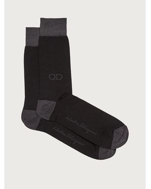 Ferragamo Contrast Cuff Socks - Black