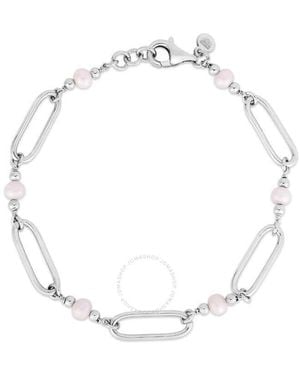 Tresorra Sterling Pearl Paperclip Bracelet - Metallic