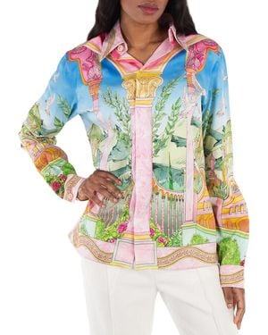CASABLANCA Le Jardin Ideal-Printed Shirt - Blue
