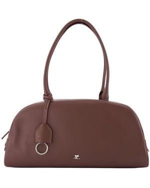 Courreges Leather Shoulder Bag Burgundy - Brown