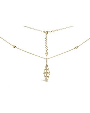 Haus of Brilliance 14K 1.0 Cttw Diamond Studded Geometric Double Pyramid 18" Pendant Necklace - White