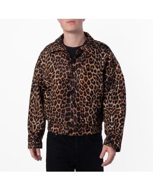 Saint Laurent Leopard Print Harrington Jacket, Brand Size 48 Us - Brown