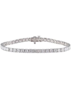 Brilliant Diamond 9 1/2 Carat Cushion Lab Grown Diamond Tennis Bracelet - Metallic