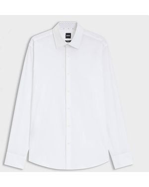 BOSS Stretch-Cotton Poplin Joe-Kent Shirt, Brand Size 38 (Neck - White