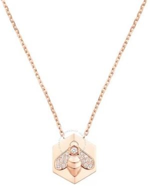 Chaumet 18K Rose Bee My Love Medallion Diamond Necklace - Metallic