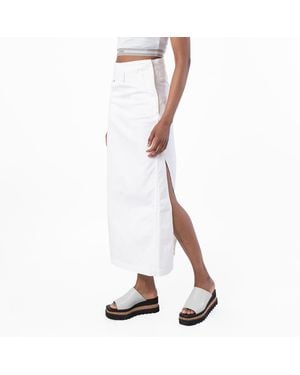 Loewe Deconstructed Cotton Denim Skirt, Brand Size 36 Us - White