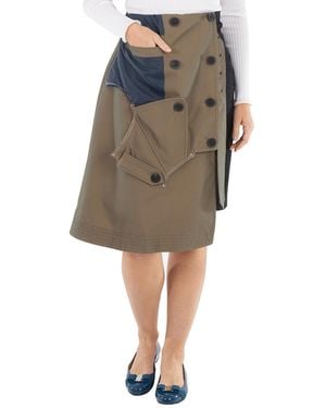 Kolor Ladies Trench Detail Patchwork Skirt, Brand Size 1 - Natural