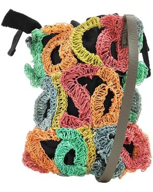 Sacai Multi Logo Crochet Crossbody Bag - Green