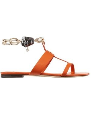 Jimmy Choo Reed Leather Flat Sandals, Brand Size 39.5 Us - Brown