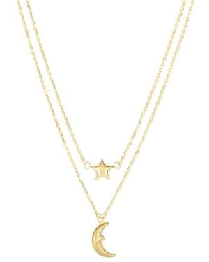 Tresorra 14K Moon & Star Multi-Strand Necklace - Metallic