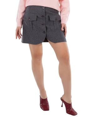 KENZO Woolen Button Front Pocket Skirt, Brand Size 36 (Us - Pink