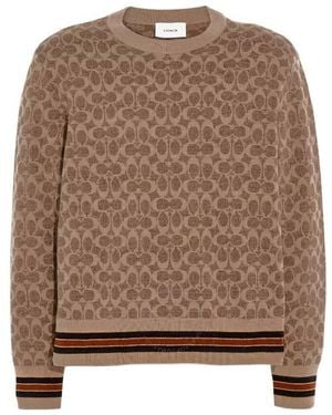COACH Signature Long Sleeve Jumper - Brown