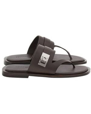 Ferragamo Dickens Leather Thong Sandals - Brown