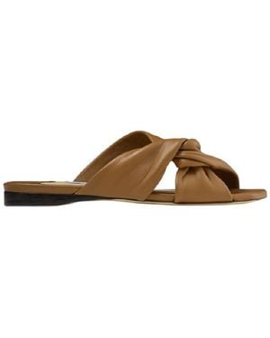 Jimmy Choo Narisa Nappa Leather Flats, Brand Size 35 Us - Brown