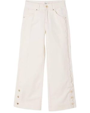Chloé Logo Patch Stud Bottoms Denim Trousers - White